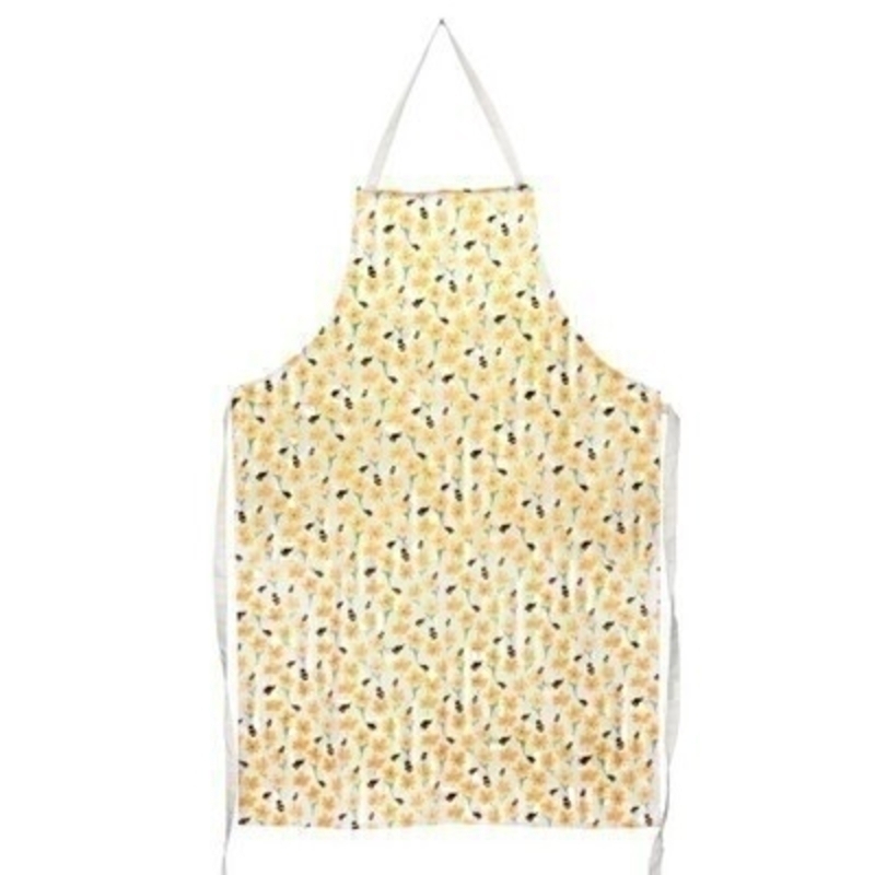 100% Cotton Apron with a lovely yellow buttercup and bee pattern. By London based designer  Gisela Graham who designs really beautiful gifts for your garden and home. Would make an ideal gift. Matching items available.